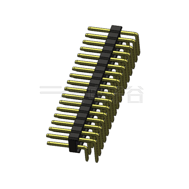 Pitch 2.54mm 90°双排 DIP 单塑排针 PC:3.0 2X17Pin 黑色 镀全金G/F